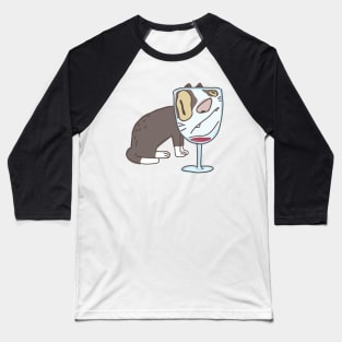 Red Wine And Cat Baseball T-Shirt